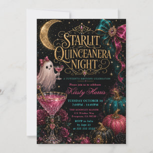 Convite Quinze Anos de Halloween Fantasma sob as Estrelas