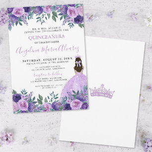 Convite Quinze Anos Elegante Floral Roxo