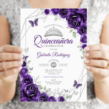 Quinze Anos Floral Prata Roxo