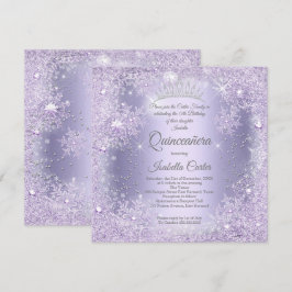 Convite Quinze Anos Lilás Roxo Floco de Neve Festa de Inve