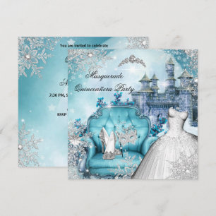 Convite Quinze Anos Máscara Magia Princesa Azul