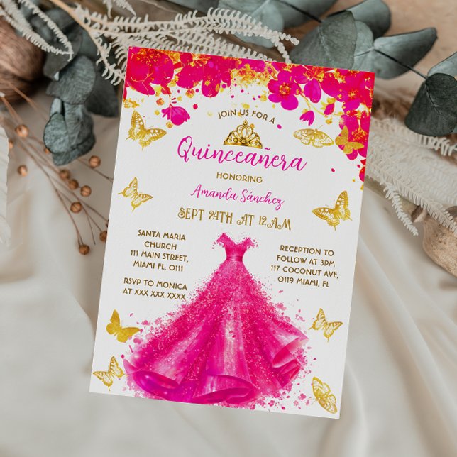 Convite Quinze Anos Princesa Rosa Floral (Criador carregado)
