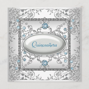 Convite Quinze Anos Teal Branco