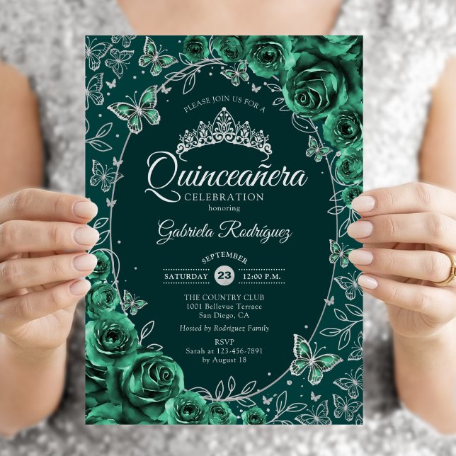 Convite Quinze Anos Verde Esmeralda Prata (Criador carregado)