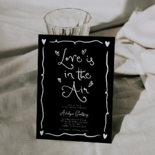 Convite Quirky Amor Está No Ar Chá de Noiva Preto