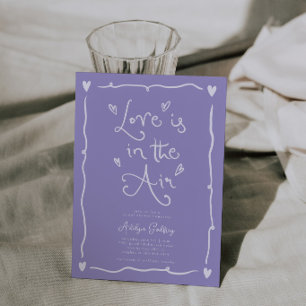 Convite Quirky Amor Está No Ar Chuva de Presentes Lilás