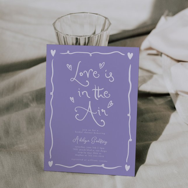 Convite Quirky Amor Está No Ar Chuva de Presentes Lilás (Criador carregado)