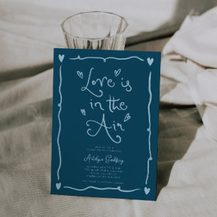 Convite Quirky Amor Está No Ar Chuveiro de Noiva Azul