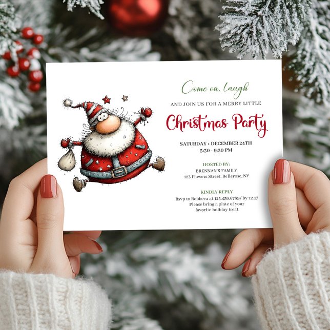 Convite Quirky cartoon Santa Christmas party invitation (Quirky cartoon Santa Christmas party invitation

)