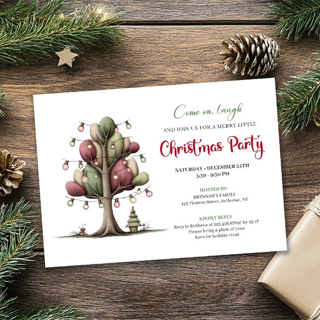 Convite Quirky cartoon tree Christmas party invitation (Quirky cartoon tree Christmas party invitation

)