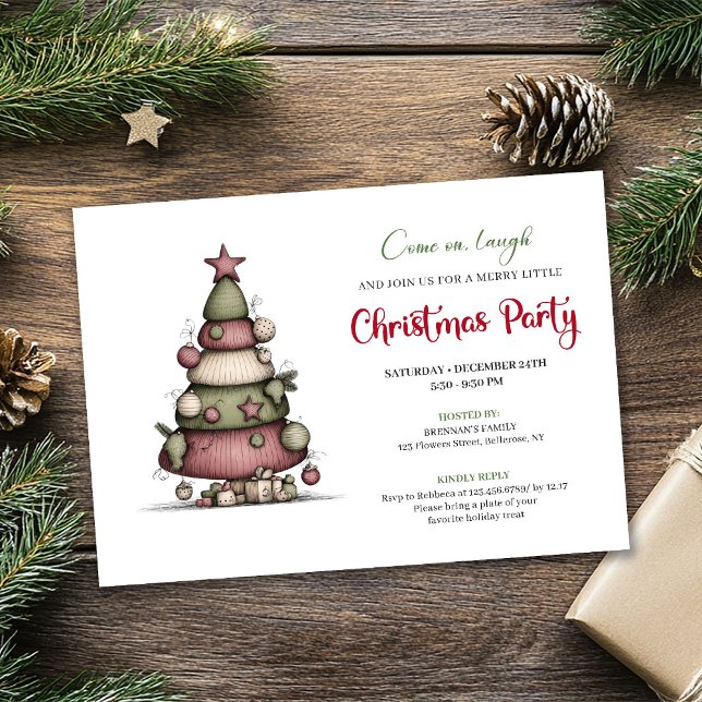 Convite Quirky cartoon tree holiday printable invitation (Quirky cartoon tree holiday printable invitation)