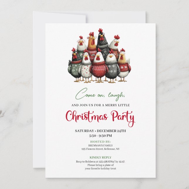 Convite Quirky Chickens Funny Holiday Celebration Invite (Frente)