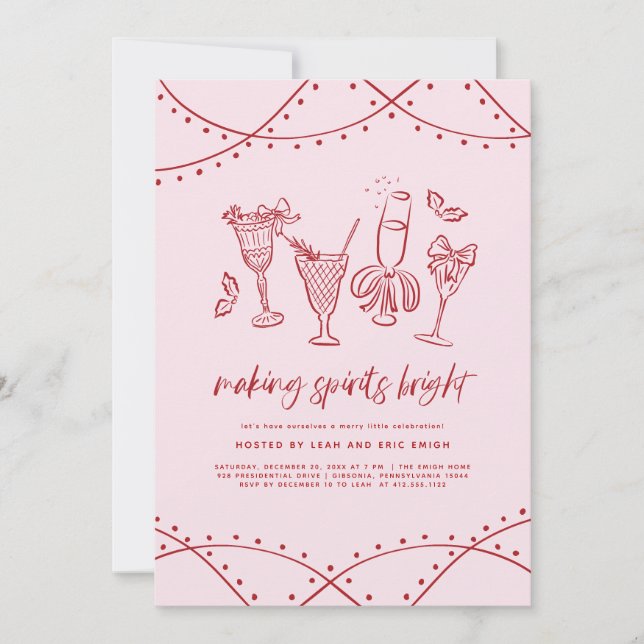 Convite Quirky Cocktail Christmas Party Invitation (Frente)