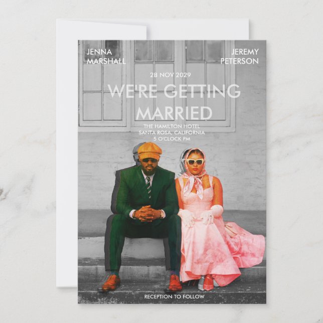 Convite Quirky Cute Retro Movie Poster Photo Wedding (Frente)