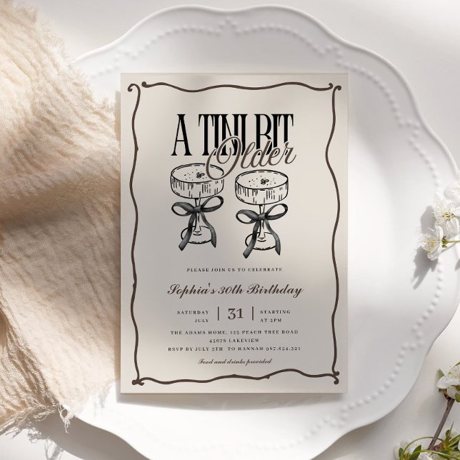 Convite Quirky Espresso Martini A Tini Bit Antigo Aniversá (Criador carregado)