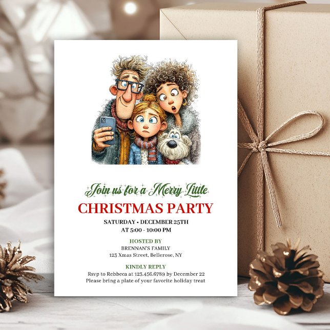 Convite Quirky Family Festive Watercolor Christmas Card (Quirky Family Festive Watercolor Christmas Card)