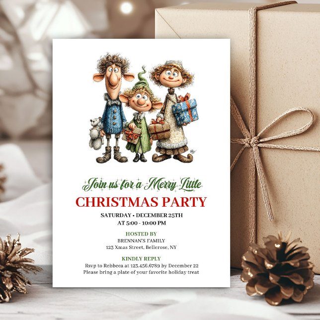 Convite Quirky Family Holiday Party Printable Invitation (Quirky Family Holiday Party Printable Invitation)