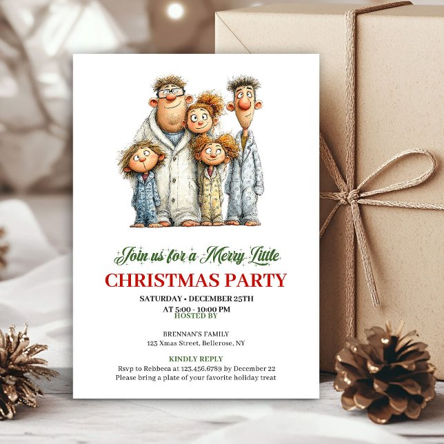 Convite Quirky Family Modern Watercolor Holiday Invitation (Quirky Family Modern Watercolor Holiday Invitation)
