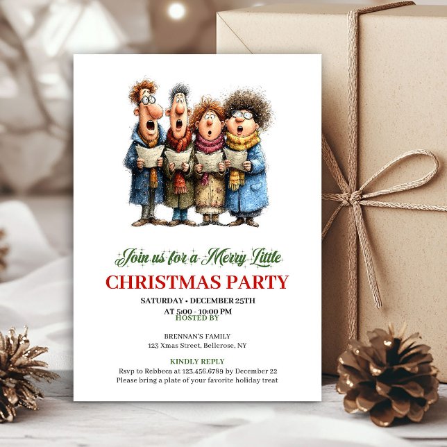 Convite Quirky Family Red Green Holiday Party Invitation (Quirky Family Red Green Holiday Party Invitation)