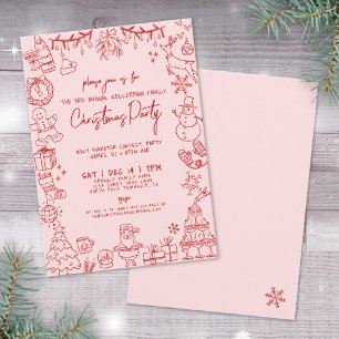 Convite Quirky Hand Drawn Festa de Natal Impressionante