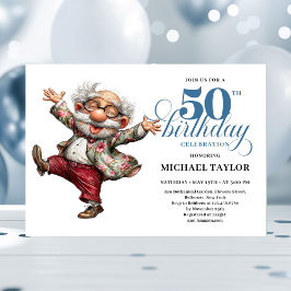Convite Quirky Humor Man 50 Birthday Celebration Invite