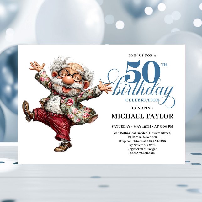 Convite Quirky Humor Man 50 Birthday Celebration Invite (Quirky Humor Man 50 Birthday Celebration Invite)