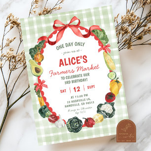 Convite Quirky Illustration Farmers Market Birthday