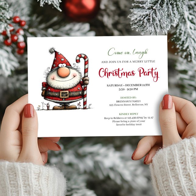 Convite Quirky Modern Santa Claus Holiday Party Invite (Quirky Modern Santa Claus Holiday Party Invite)