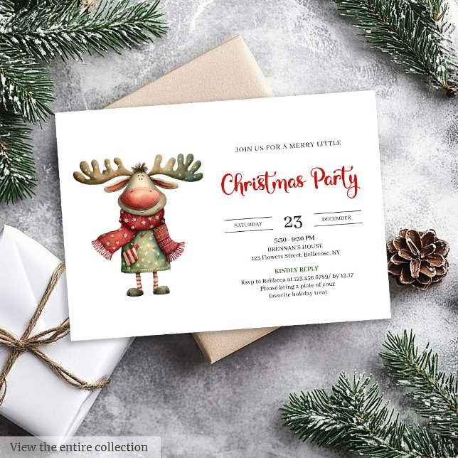 Convite Quirky Reindeer Watercolor Kids Celebration Invite (Quirky Reindeer Watercolor Kids Celebration Invitation

)