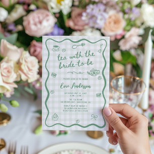 Convite Quirky Sage Green Bridal Tea Party