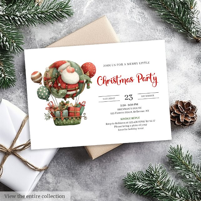 Convite Quirky Santa Claus Classic Holiday Celebration  (Quirky Santa Claus Classic Holiday Celebration Invitation

)