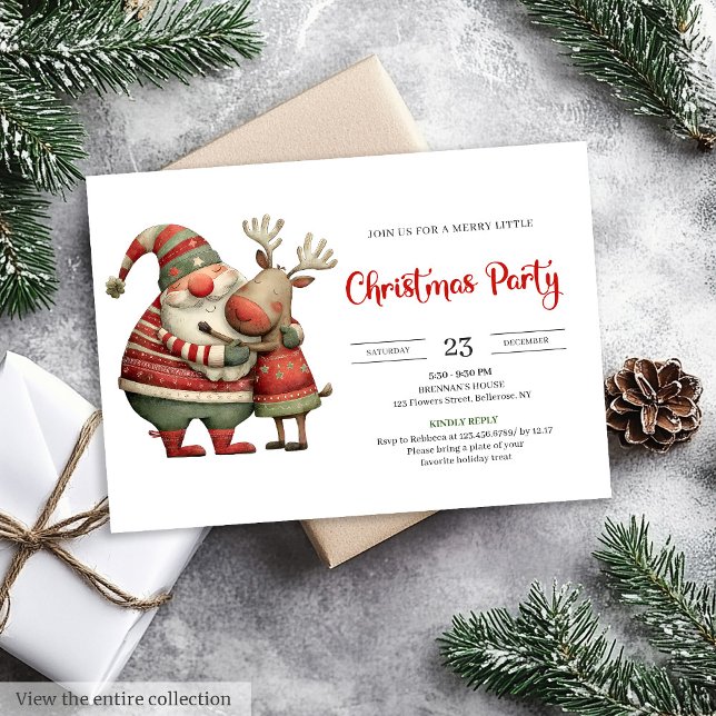 Convite Quirky Santa Claus Watercolor Editable Kids Party  (Quirky Santa Claus Watercolor Editable Kids Party Invite

)