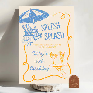 Convite Quirky Splash Summer Coctail Birthday