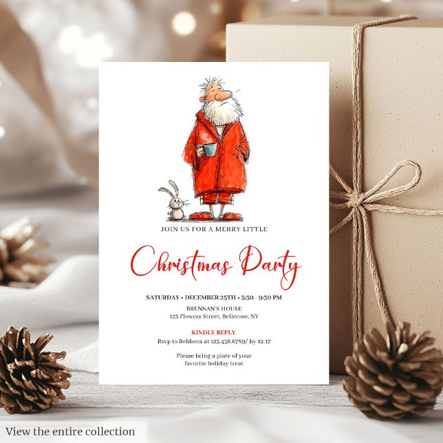Convite Quirky Watercolor Santa Claus Holiday Party Invite (Quirky Watercolor Santa Claus Holiday Party Invitation

)