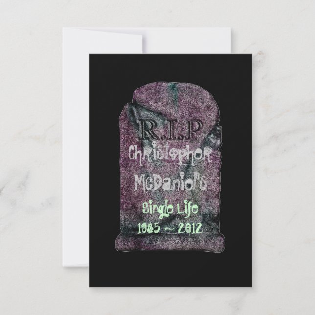 Convite "R.I.P Vida de Solteiro" - Festa de Despedida de S (Frente)