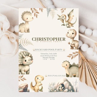 Convite Raaring Boho Dinossaur Theme Aniversário