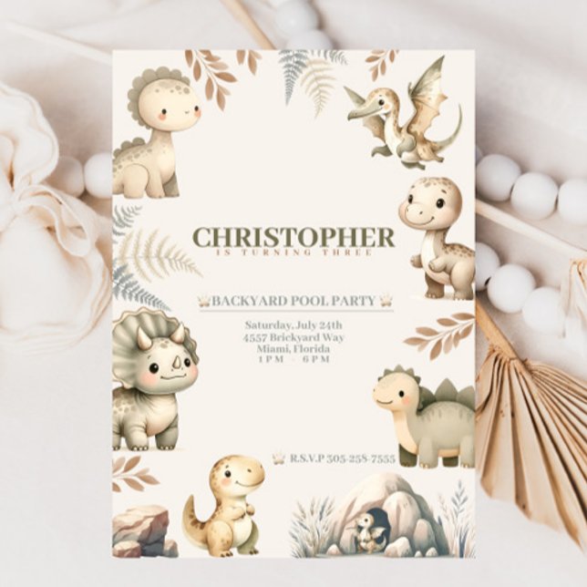 Convite Raaring Boho Dinossaur Theme Aniversário (Criador carregado)