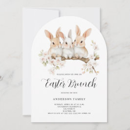 Convite Rabbit Cinto Floral Páscoa de Aquarela Brunch