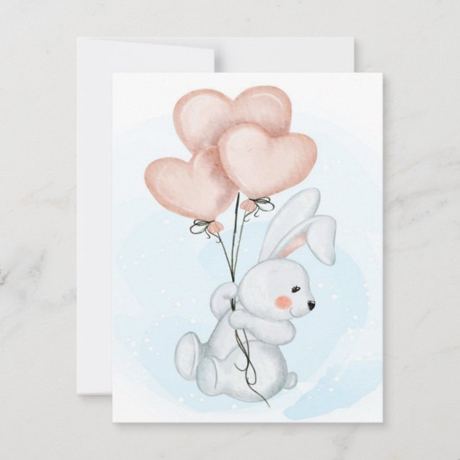 Convite Rabbit Design | Cute Bunny Lovers | Kid Birthday (Frente)