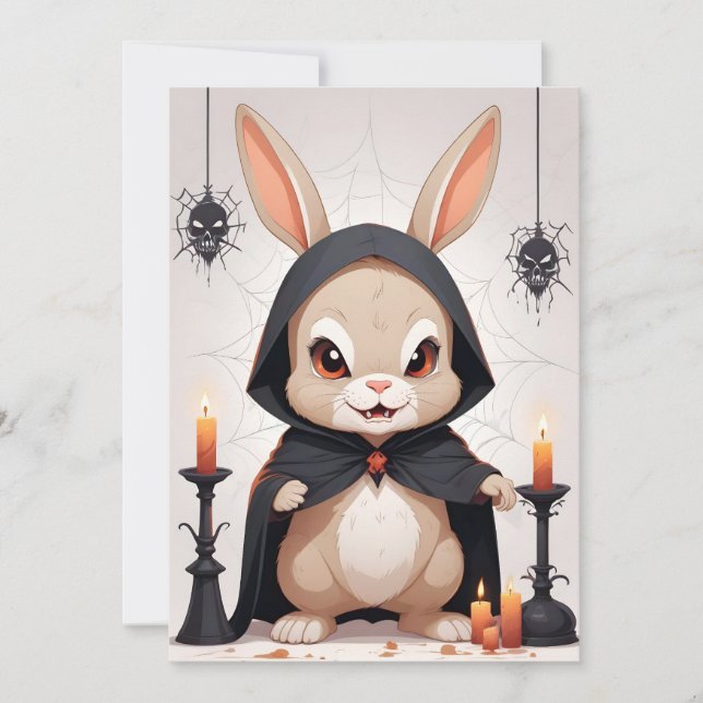 Convite Rabbit Halloween Magia Animal Engraçado Adorável (Frente)