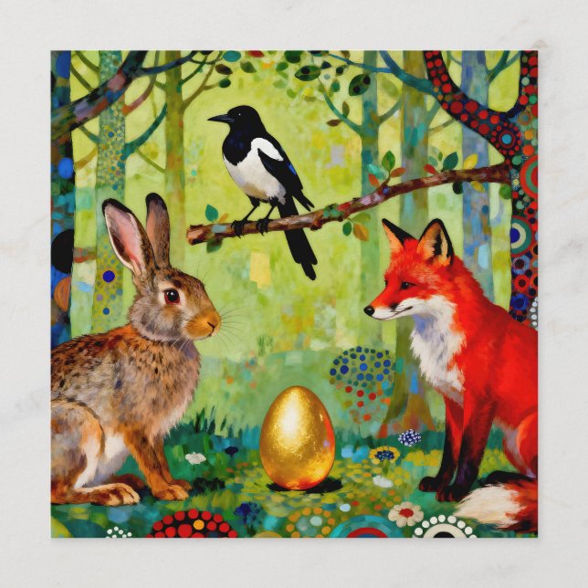 Convite Rabbit, Magpie, Fox and “The Forest’s Secret”  (Frente)