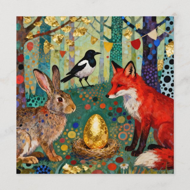 Convite Rabbit, Magpie, Fox and “The Golden Goose Egg” (Frente)