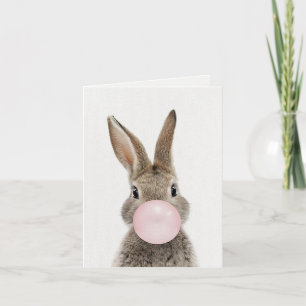 Convite Rabbit soprando bolhas cor-de-rosa     gomaConvite