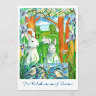 Convite Rabbits brancos Aves de frango Páscoa Brunch