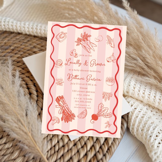 Convite rabisco do Chá de fraldas de mercado do agricultor (Criador carregado)