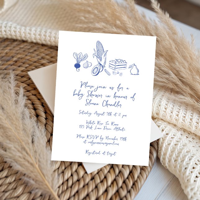 Convite rabisco do Chá de fraldas de mercado do agricultor (Criador carregado)