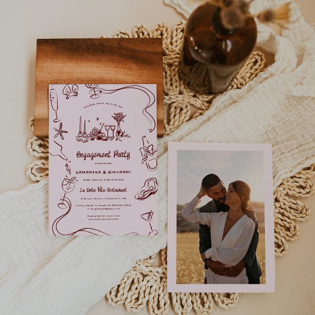 Convite Rabisco Whimsical | Festa de noivado italiana (Criador carregado)