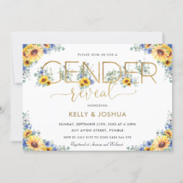 Convite Raça Rústica Chic Sunflower Blue Raça Sexo Floral