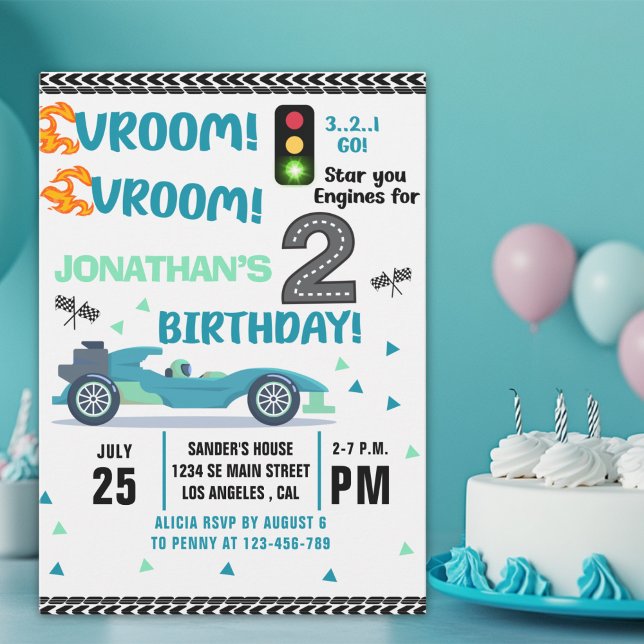 Convite Race Car Birthday 2 - Boys Racin party (Criador carregado)