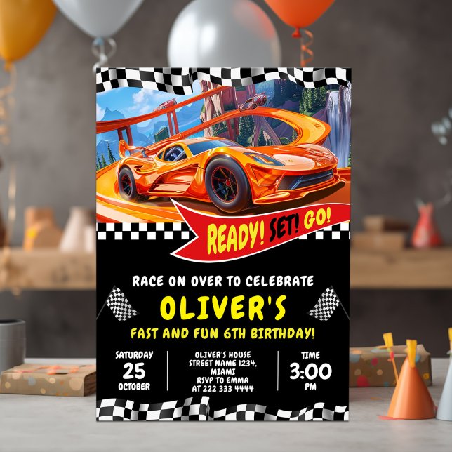 Convite Race Car Birthday Bash (Criador carregado)